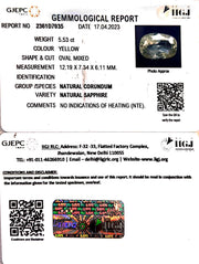 5.53/CT Natural Ceylonese Pukhraj with Govt Lab Certificate-YELSA9W